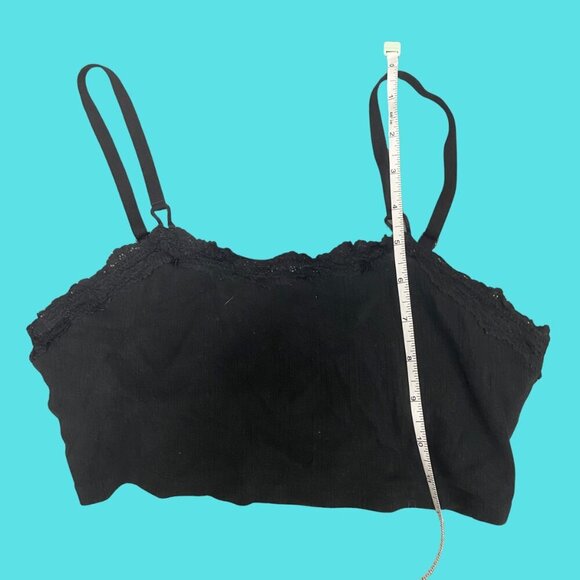 Aerie Black Lace-Trim Cropped Cami – Built-In Bra Support (Size S) - Picture 4 of 6